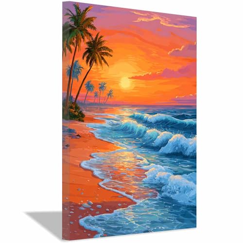 Grande peinture à l'huile paysage bleu CUDAOO déco murale bureau et salon