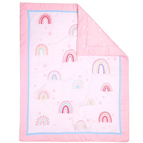 Baby Bees Rainbows 4 Pieces Crib Bedding Sets For Boys & Girls | Baby Bedding Set Of Crib Sheet, Quilt, Dust Ruffle For Standard Size Crib #TOP6