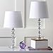 SAFAVIEH Lighting Collection Nola Modern Glam Stacked Crystal Ball/ Off-White Shade 16-inch Bedroom Living Room Home Office Desk Nightstand Table Lamp Set of 2 (LED Bulbs Included)