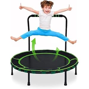 Trampoline Pliable 91 cm,Mini Trampoline de Fitness pour Enfants et Adultes,avec Poignée en Mousse,équipement d&rsquo;entraînement Intérieur/Extérieur,Charge Maximale 100 kg