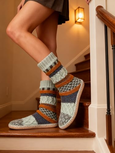 Image of Cozylook Fuzzy Slipper Socks for Women, Non-Slip Winter Cabin Socks with Soft Soles