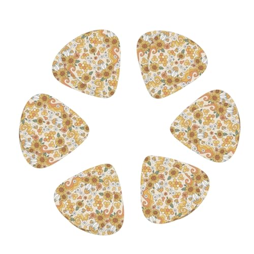 Retro 70s 60s Flower Paquete de 12 púas de guitarra con caja de almacenamiento organizadora, púas de...