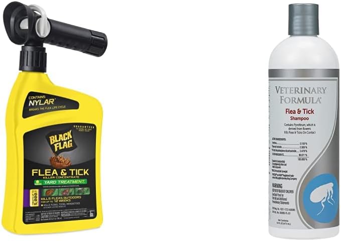 Black Flag HG-11108 Flea & Tick Killer Concentate, 32 fl oz & Veterinary Formula Clinical Care Flea and Tick Shampoo, 16 oz – with Pyrethrum to Kill Fleas and Ticks On Contact (FG01360) : Pet Supplies