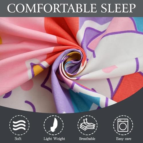 Image of Filymore Unicorn Double bedsheet for Girls Kid bedsheet for Queen Size Bed 240 TC Microfiber Soft Cartoon bedcover for Kids Room (90x90 Inches)(Multicolour)