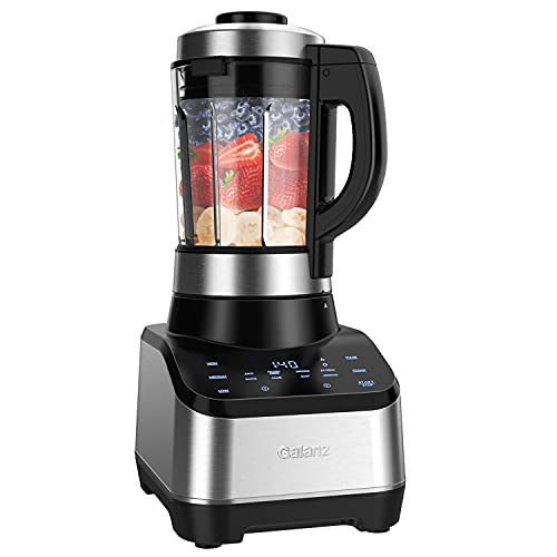 Galanz Digital Cooking Blender for Cold and Hot Blending, 8 Pre-Programmed Settings, and 60-Ounce Glass Jar, Stainless Steel Blending Base