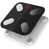 Bluetooth Körperanalysewaage für genaue Messung mit künstlicher Intelligenz. Ermittelt 13 Körperwerte wie BMI, Wasser, Muskelmasse, Gewicht, Körperfett, bauchfett