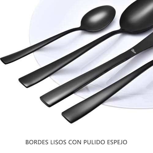 Image of Otto Koning Cutlery Set 32 Pieces - Black Cutlery Set Made of High-Quality Stainless Steel, Modern Cutlery Sets for 8 People, Dishwasher Safe, Mirror Polished, Durable, Elegant Design