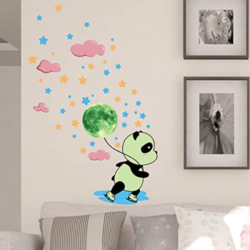 Vinilos decorativos luminosos de panda para pared, 38 piezas miniatura 3