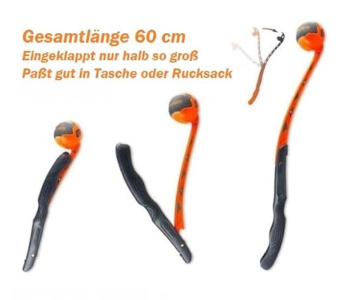 Ballschleuder für Hunde mit Wurfgerät und Tennisball