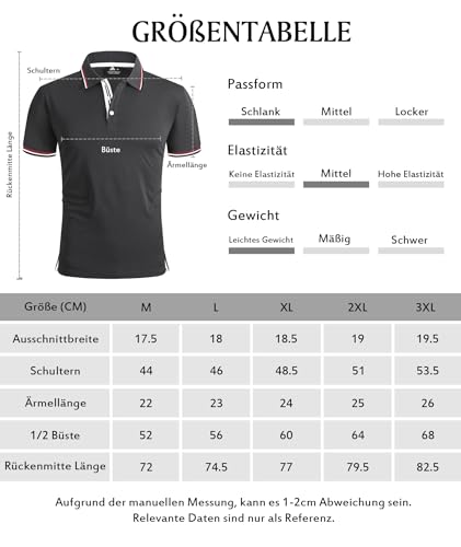 SwissWell Poloshirt Herren Kurzarm Atmungsaktiv Golf Tennis Sport Polo Shirts Sommer Freizeit T-Shirt Dunkelgrau XL