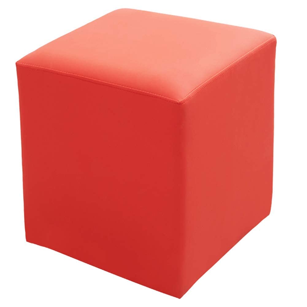 Pouf repose-pieds en cuir capitonné et assise confortable en bois