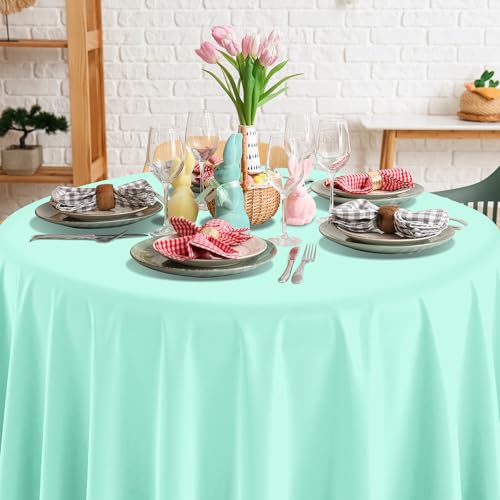 Yidako 24023 6Pcs Round Pastel Tablecloths, Rainbow Mix Color Plastic Tablecloth Disposable Round Table Covers thumb #5