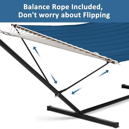 Image of SUNCREAT Extra Large Hammocks for Outside, Heavy Duty Hammocks with Stands Included, Navy