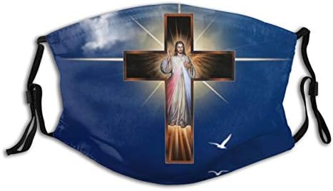 AWEHIRU Religious Faith Christian Cross Prayer Jesus Christmas Christian-Face Mask Balaclava, Washable&Reusable With 2 Pcs Filters, For Adult Women Men&Teens