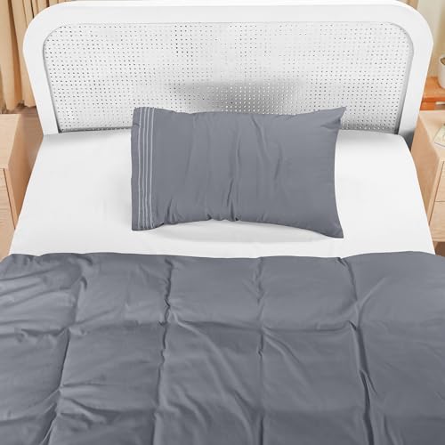 Utopia Bedding Duvet Cover - Single Duvet Cover Set including Embroidered Pillowcase - Soft Microfibre Polyester Bedding (Grey) - Image 4