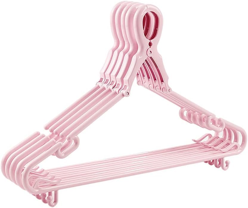 5 Cintres Voyage Plastique Rose - Pliables, Antidérapants - Pour Vêtements Lourds Et Légers