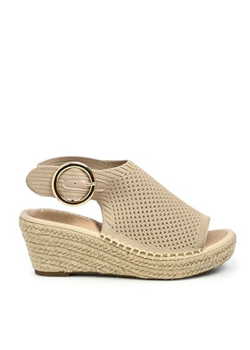 Image of CLOUDAIR Selina Women's Espadrille Wedge Sandals - Comfortable and Stylish Platform Slip On Sandals with Buckle Closure, Comfy Wedge Heels for Women, Fashion Summer Sandals