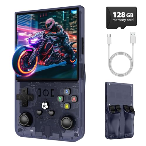 Image of R36MAX Retro Handheld Game Console, 4.0 Inch IPS Screen Retro Gaming Console,Linux System, 4000mAh Battery Portable Pocket Mini Arcade, Built-in 128G, Lead Gray