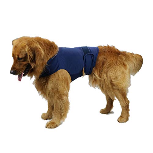 Image of Comfort Dog Anxiety Relief Coat, Dog Anxiety Calming Vest Wrap for Thunderstorm,Travel,4th of July Fireworks,Vet Visits,Separation Anxiety Relief for Dogs (L., Navy)