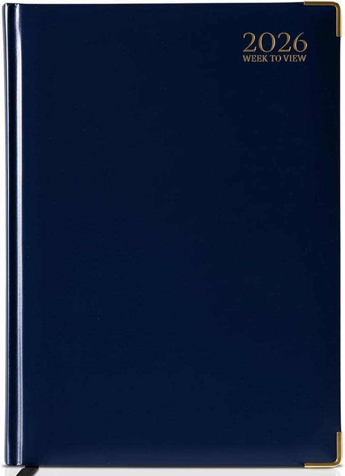 AIBULO 2026 Blue A5 Week-to-View Diary 3-Pack – Hardback Weekly Planner & Appointment Organizer with UK Holidays, Notes & Contacts for Home, Office & School