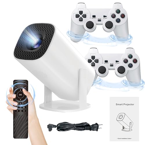 P30 max Projektor und Spiel mit 2 kabellosen Controllern,1280 * 720P,Intelligenter Spielprojektor mit eingebauten Apps und 30000 Spielen,Tragbarer Miniprojektor mit WiFi&Bluetooth, 4k HD Video