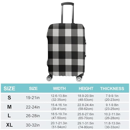 Travel Luggage Cover Elastic Suitcase Protector Anti-Scratch Washable Black And White Plaid Luggage Sleeve Tsa Approved Carry on Covers Baggage Cover Fits 18-32 Inch Luggages2