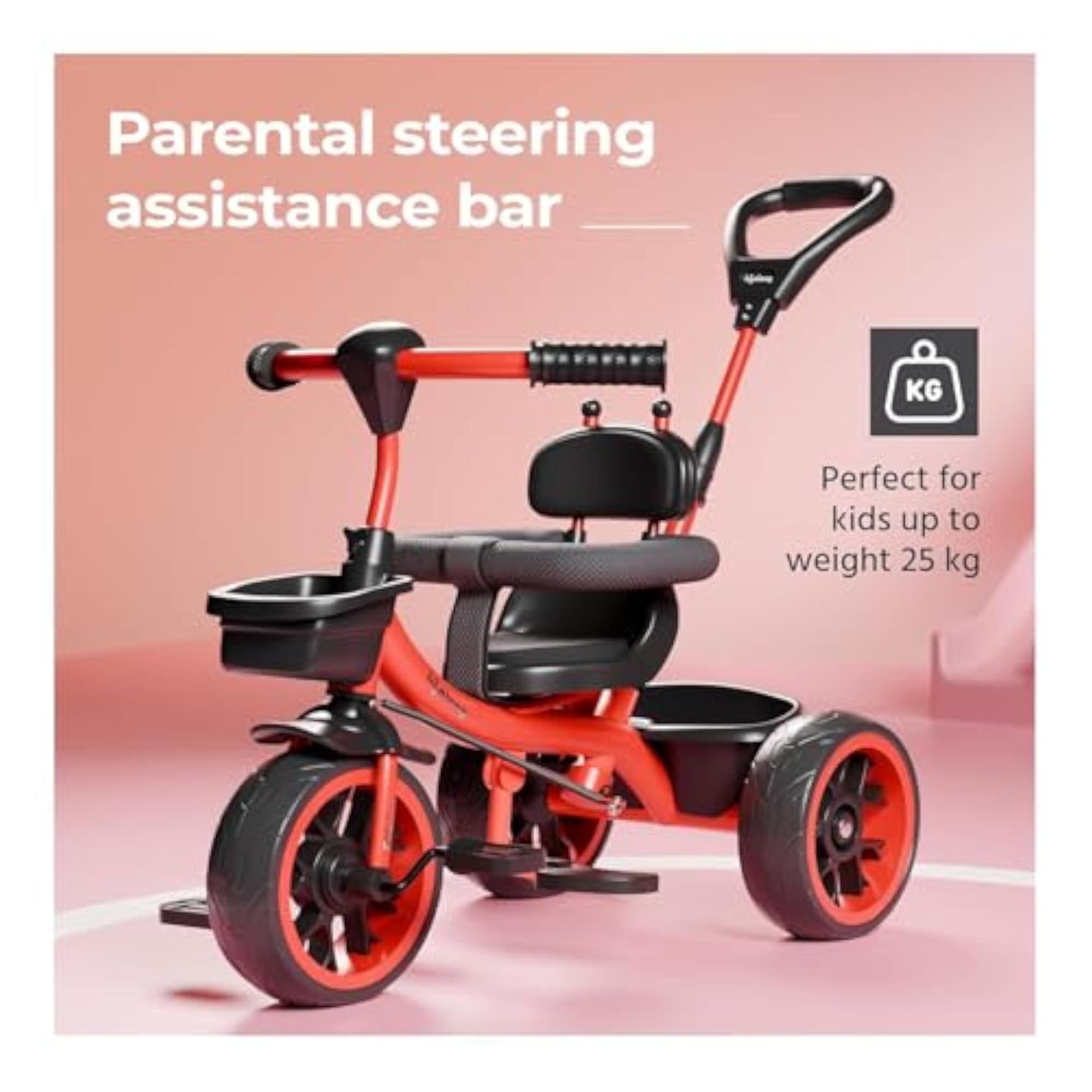 Kids Parental Control Tricycle with EVA Wheels