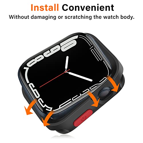 Amizee Rugged Case Compatible With Apple Watch Case Series 8/7 45Mm Series 6/Se/5/4 44Mm, Soft Tpu Shockproof Bumper Drop Proof Protective Cover Compatible With Iwatch - Black #TOP5