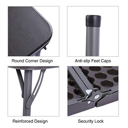 Redcamp 34" Square Folding Card Table With Resin Top, Portable Fold In Half Small Card Tables With Collapsible Legs For Adults Indoor Outdoor Use, Brown #TOP5