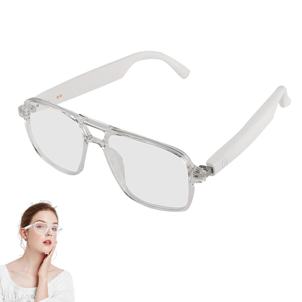 Smart Glasses for Women Men Anti-Blue Light UV Protection Voice Control Smart Glasses with Built-in Mic Speakers Smart
