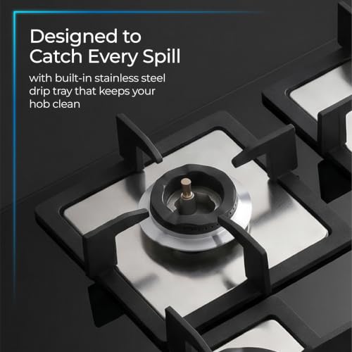 Image of Lifelong 4 Burner Hob | 8mm Thick Toughened Glass | Highly Efficient Auto Ignition Tabletop Gas Stove & Wok Burner | 360 Multidirectional Gas Inlet | Spill-Proof & Easy Clean Surface (Black)