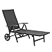 Outsunny Lettino Prendisole in Rattan e Alluminio, Sedia Sdraio con Schienale Regolabile e Ruote, Nero 192x74x55cm