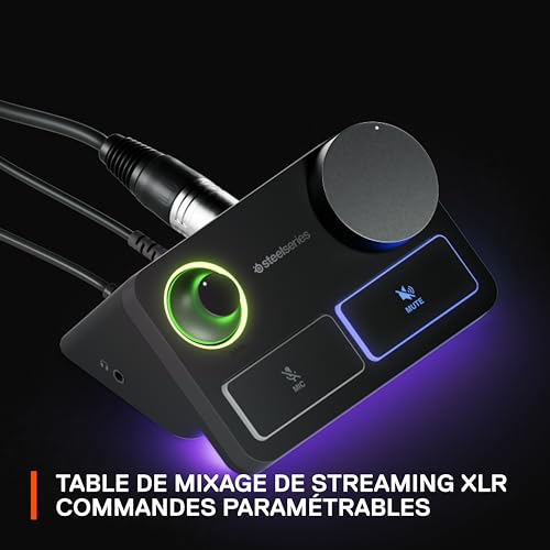 SteelSeries Alias Pro - Microphone XLR & Stream Mixer - Capsule 3X Plus Grande conçue pour Le Jeu, Le Streaming et Le Podcast - Interface USB/XLR - RGB - Compatible pour Un ou Deux PC