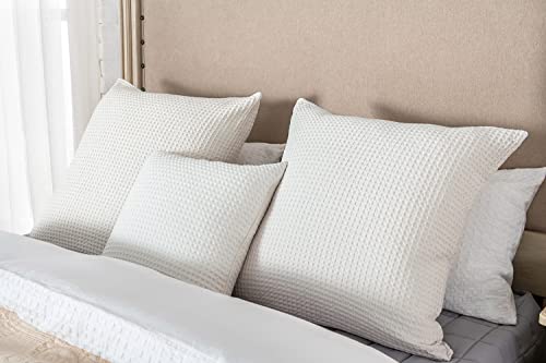 Cocoploceus 26X26 Pillow Covers Set Of 2 Euro Shams Cotton Euro Sham Pillow Covers Waffle Weave Pillowcase Farmhouse Decorative Euro Throw Pillow Covers For Couch Sofa Bedroom Car, Ivory White #TOP5