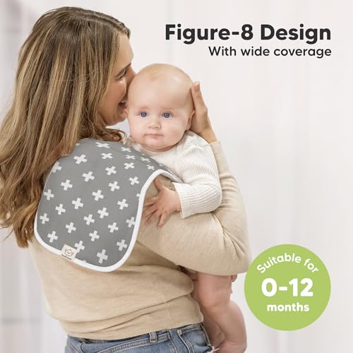 Image of Organic Burp Cloths Baby Boy & Girl - 5-Pack Super Absorbent Cotton Burping Cloths for Babies, Soft & Plush Newborn Spit Up Rags, Infant Towels for Milk Spit Up, Unisex, Large 21 inch x 10 inch (Crossroads)