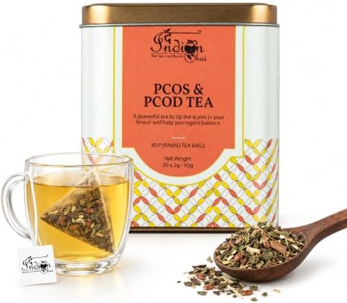 The Indian Chai โ PCOS & PCOD Tea 30 Pyramid Tea Bags, Helps Cure Acne, Facial Hair Growth, Scalp Hair Loss Related to Hormonal Imbalance