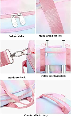 Yuben Gym Bag Luggage Bag Travel Bag Adjustable And Detachable Shoulder Straps Wet And Dry Separation Polyester Material Multi-Pocket Design Size 16.53 * 8.26 * 9.05Inch Weight 1.168Ib (Pink) #TOP6