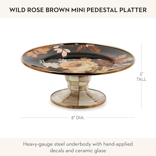 Image of MACKENZIE-CHILDS Pedestal Platter, Mini, Wild Rose Brown