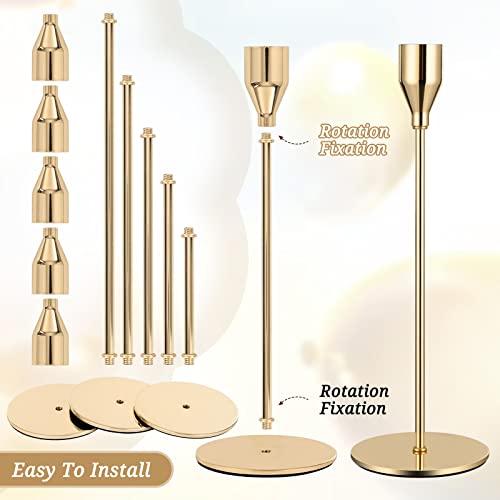 Set Of 20 Gold Candle Holders, Metal Candle Holder Tapers Fit 3/4 Inch Pillar Candles, Elegant Decor For Dining, Dating, Party, Anniversary (Gold) #TOP2