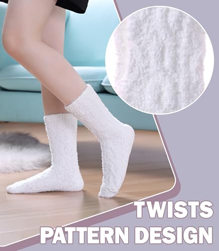 Image of LANLEO Fuzzy Socks for Women Soft Cozy Fluffy Slipper Winter Warm Microfiber Plush Sleeping Socks