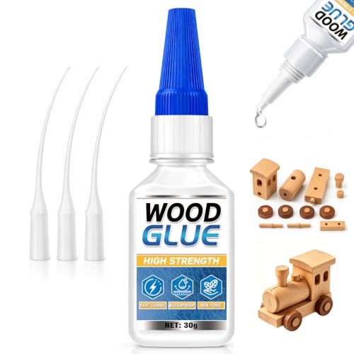 Image of Wood Glue Clear, 30g Instant CA Glue with Precision Applicator, Cyanoacrylate Adhesive for Wood Crafts Repair, Waterproof & Fast-Drying