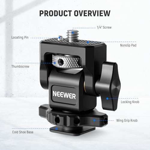 Image of NEEWER Camera Monitor Mount with Cold Shoe, Anti Twist 1 /4 inch Screw for 5 inch & 7 inch Field Monitor Compatible with Atomos Ninja V, 360 Swivel & Adjustable 180 Tilt Damping, Compatible with SmallRig, MA006