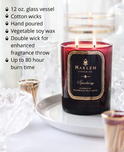 Harlem Candle Company Speakeasy Luxury Candle, 12 Oz Burgundy Glass Jar, Double Wick, Soy Wax, Gift Box, Palo Santo, Cardamom, Incense, Bourbon, Licorice, Tobacco And Pachouli #TOP3
