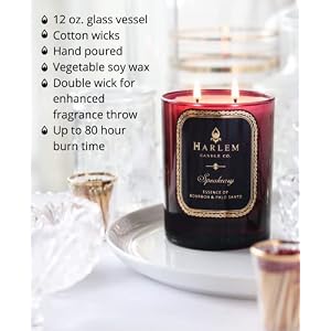 Harlem Candle Co. Speakeasy Luxury Candle, 11 oz Burgundy Glass Jar, Double Wick, Soy Wax, Gift Box, Palo Santo, Cardamom, Incense, Bourbon, Licorice, Tobacco and Pachouli, 80 Hour Burn Harlem Candle Co Speakeasy Luxury Candle 11 oz Burgundy Glass Jar Double Wick Soy Wax Gift Box Palo Santo Cardamom Incense Bourbon Licorice Tobacco and Pachouli 80 Hour Burn