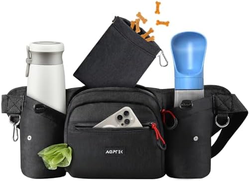 AGPTEK Bolsa de petiscos para cães, bolsa para passear com cães