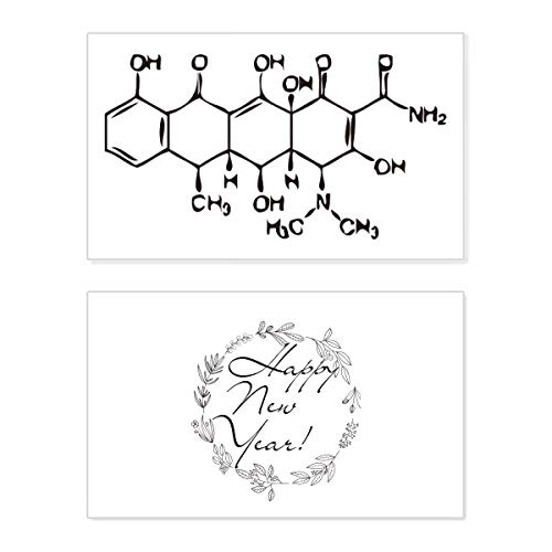 Tarjeta de química orgánica molecular para un mensaje de bendición único en Año Nuevo