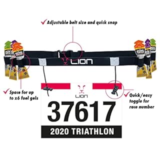 LION SPORTSWEAR Running Belt for Race Number & Gel Holder - also ideal for Cycling/Triathalon/Marathon/Time Trials