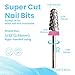 3XC 6.6mm Super Cut Tapered Barrel Nail Drill Bit, 3/32” Round Top Tungsten Carbide Efile Bit, Upward Deep Cut for Fast Gel & Acrylic Removal, Right-Handed Professional Manicure Tools, Triple Coarse