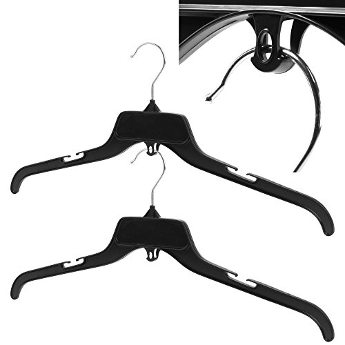 HANGERWORLD 10 XL Black 19 Inch Plastic Space Saving Clothes Coat Garment Hangers with Cascading Multi Hang Hook