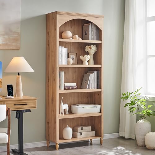 Image of IFBUY 76 inch Arched Bathroom Storage Cabinet, Large Arched Cabinet, Natural